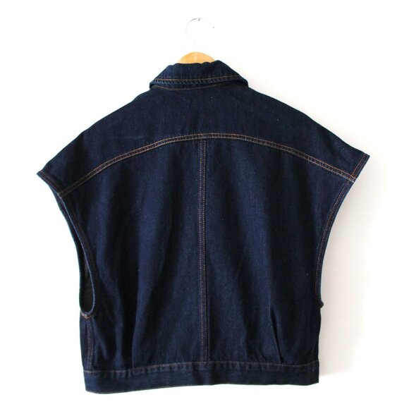 DRIES VAN NOTEN Vassie Short Jacket / Size 36 / Indigo Blue Jean Oversized - Picture 6 of 9